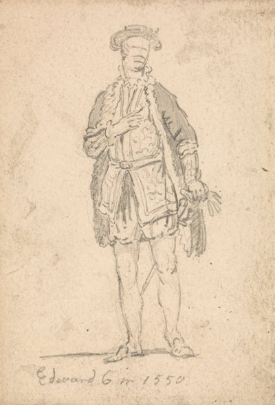 Figure Costume Study of Edward VI in 1550 by Thomas Girtin